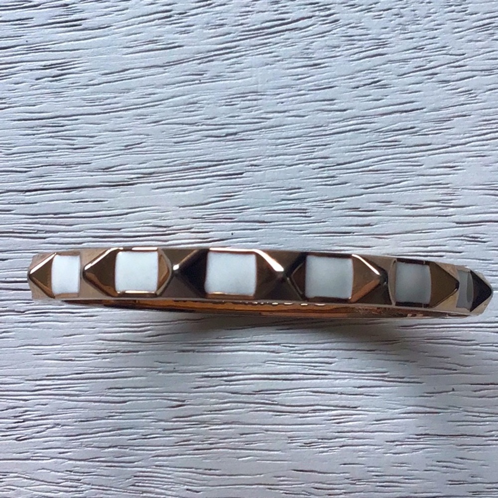 Rose Gold-Tone Stud White Bangle Bracelet